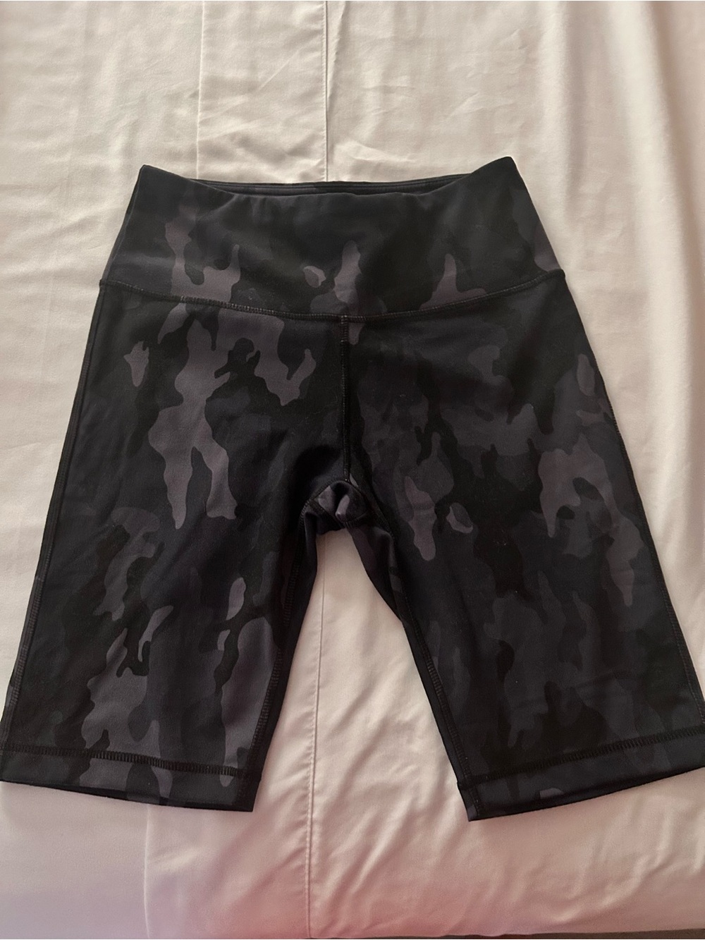 High-Waist Black Camo Women’s Bike Shorts